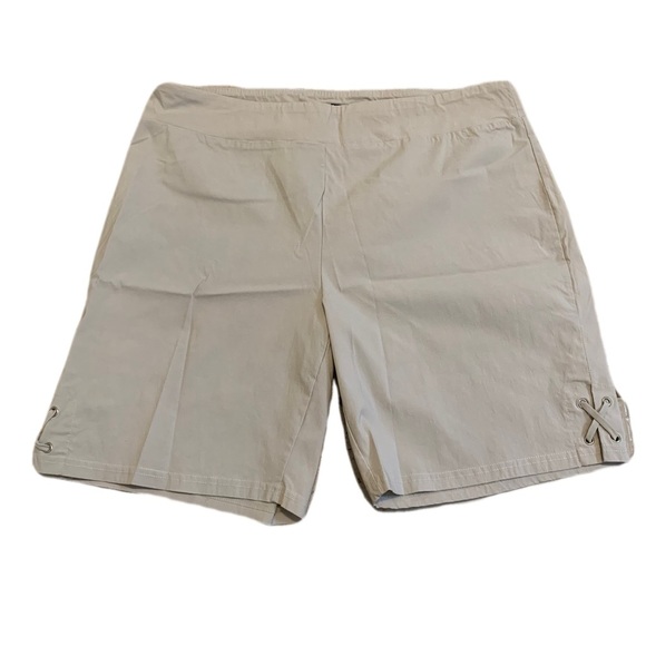 Lily Morgan Khaki Cargo Shorts Women's XL Lace-Up Hem Pockets - Picture 1 of 7